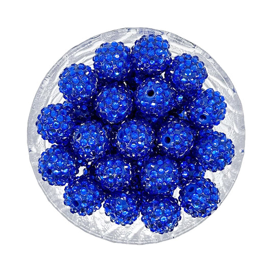 16mm Sapphire Rhinestone Bubblegum Beads