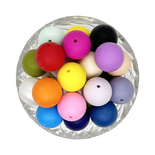 19mm Random Mix Colors Round Silicone Beads