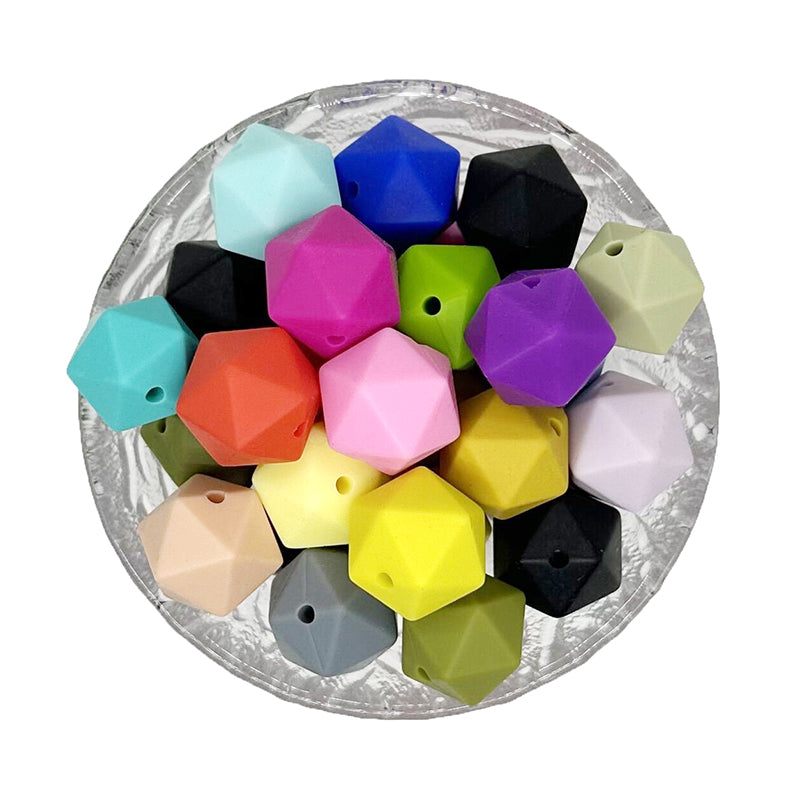 14/17mm Icosahedron Random Mixed Color Silicone Beads