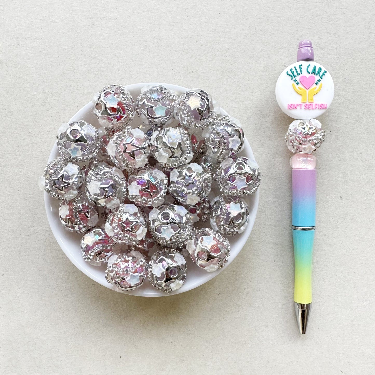 18mm Sparkle Star Rhinestone Bling Bubblegum Acrylic Beads