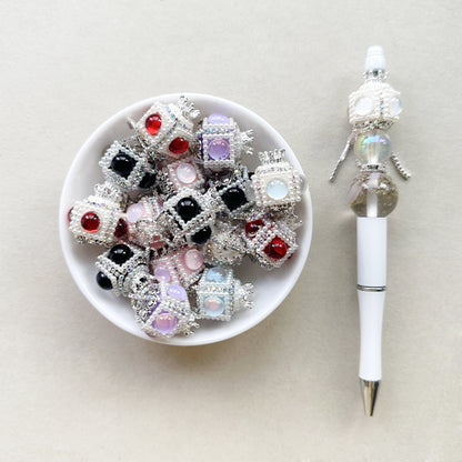 Bling Crown Pearl Dangle Beads, Mix Sparkle Pen Focal Beads