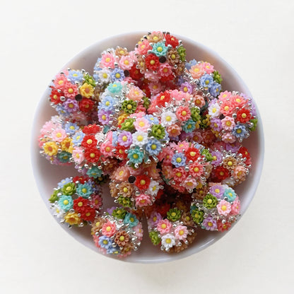 20mm Chunky Floral Bubblegum Acrylic Beads, Pen Focal Beads