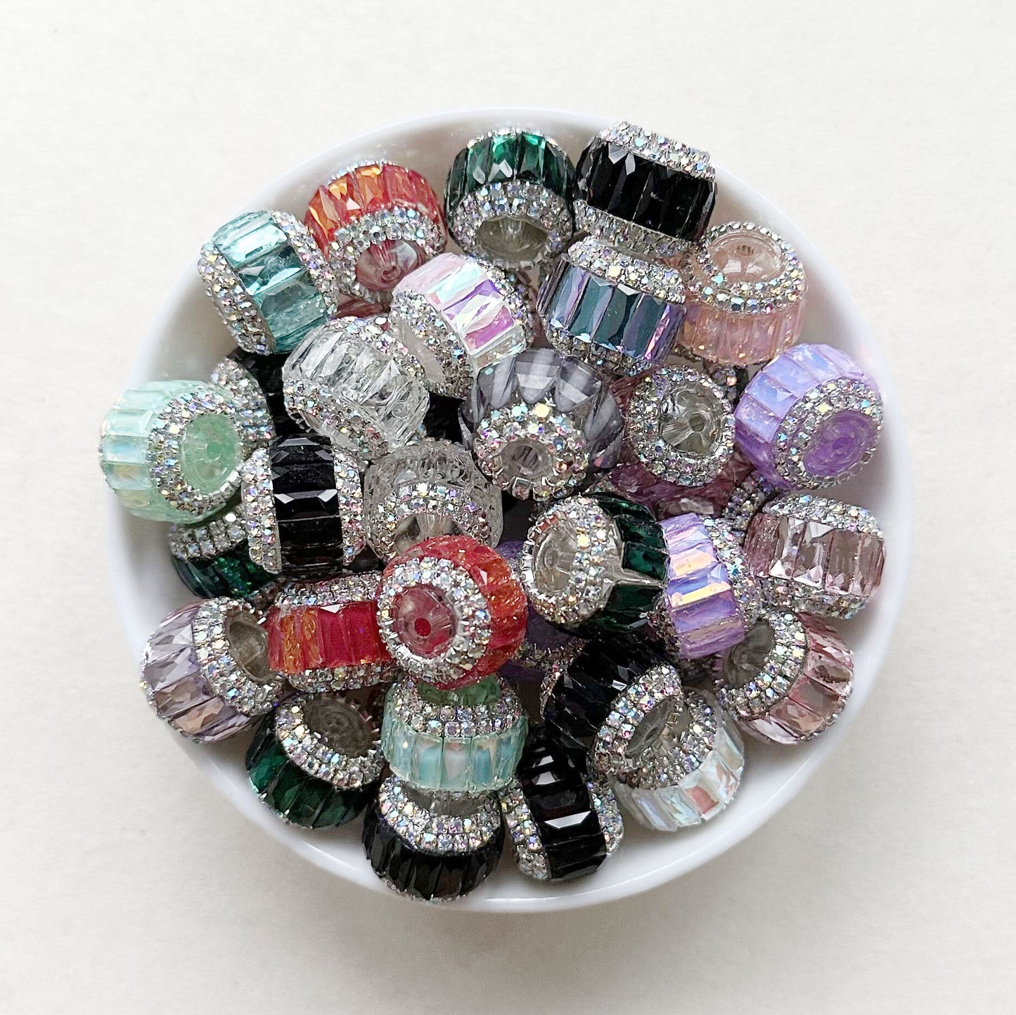 Sparkle Cylinder Rhinestone Acrylic Beads