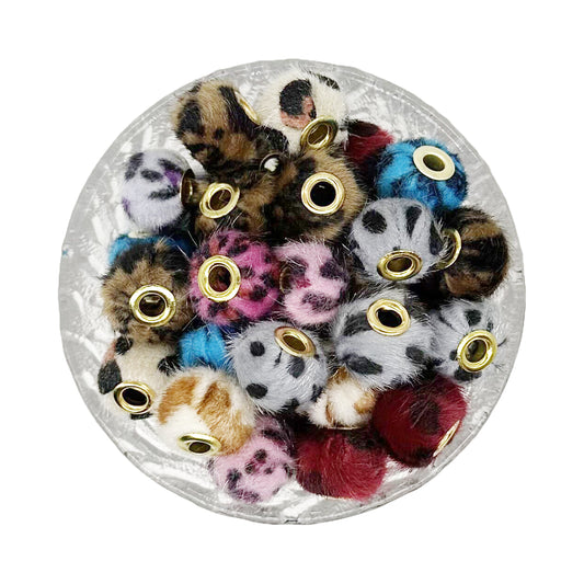 15mm Mix Color Leopard Plush Large Hole Beads Spacer Beads