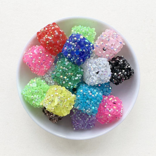 20mm Cube Rhinestone Chunky Acrylic Beads