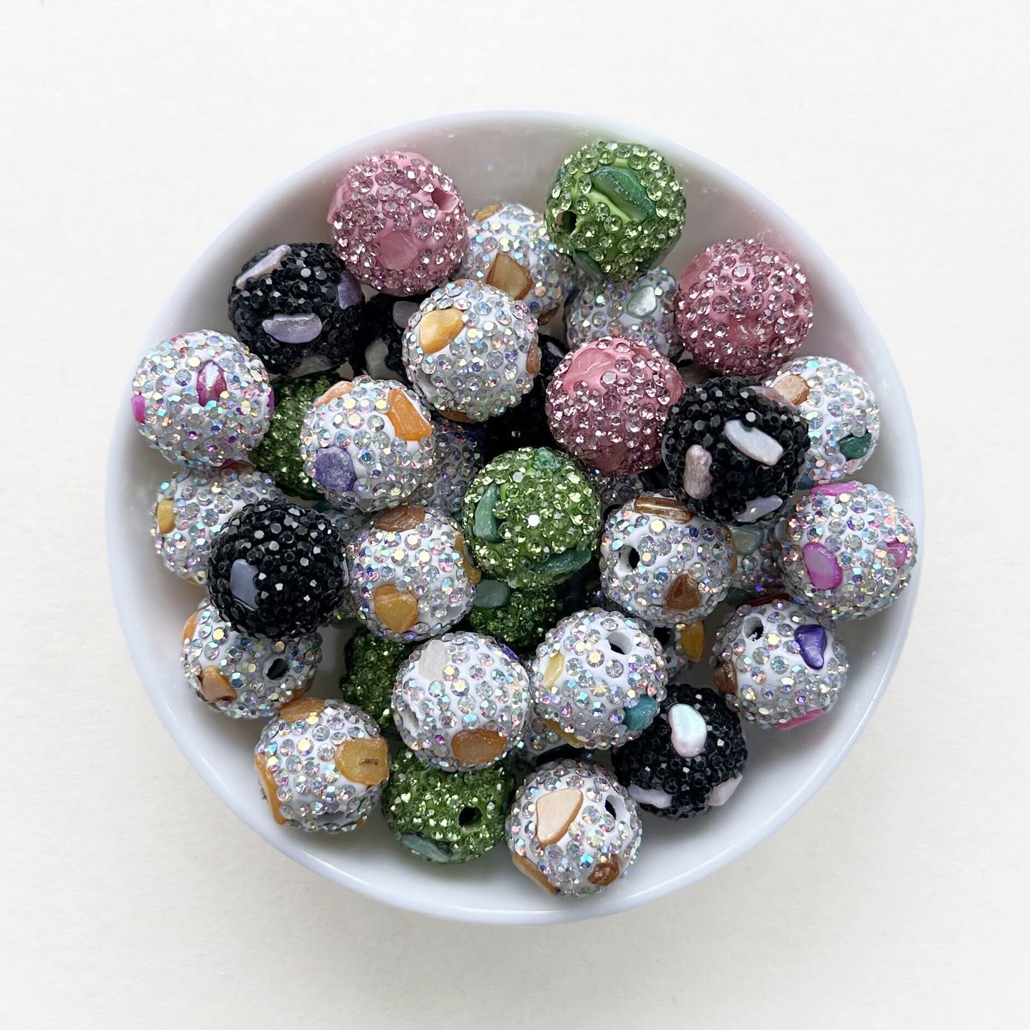 16mm Shell Polymer Clay Bling Rhinestone Ball Beads