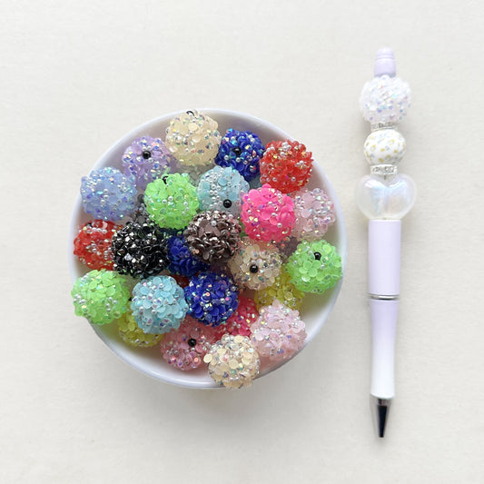 18mm Bubblegum Rhinestone Ball Acrylic Beads