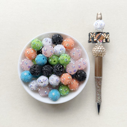 15mm Mixed Color Rhinestone Sugar Bubblegum Acrylic Beads