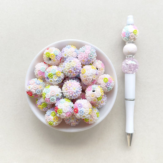 20mm Fancy Acrylic Flower Ball Polymer Clay Beads