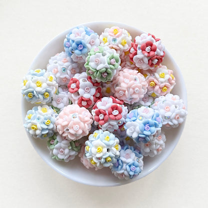 20mm Fancy Rhinestone Flower Polymer Clay Beads, Spring Beads