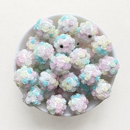 20mm Chunky Flower Ball Bubblegum Acrylic Beads-Glow In Dark