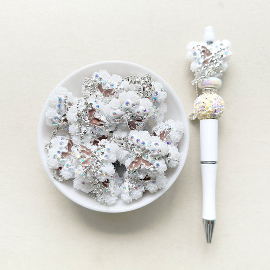 Fancy Enamel Butterfly Tassels Beads, Sparkle Rhinestone Beads