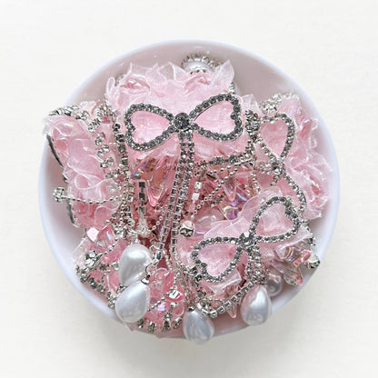 Fancy Rhinestone Crystal Lace Bowknot Dangle Beads, Bling Beads