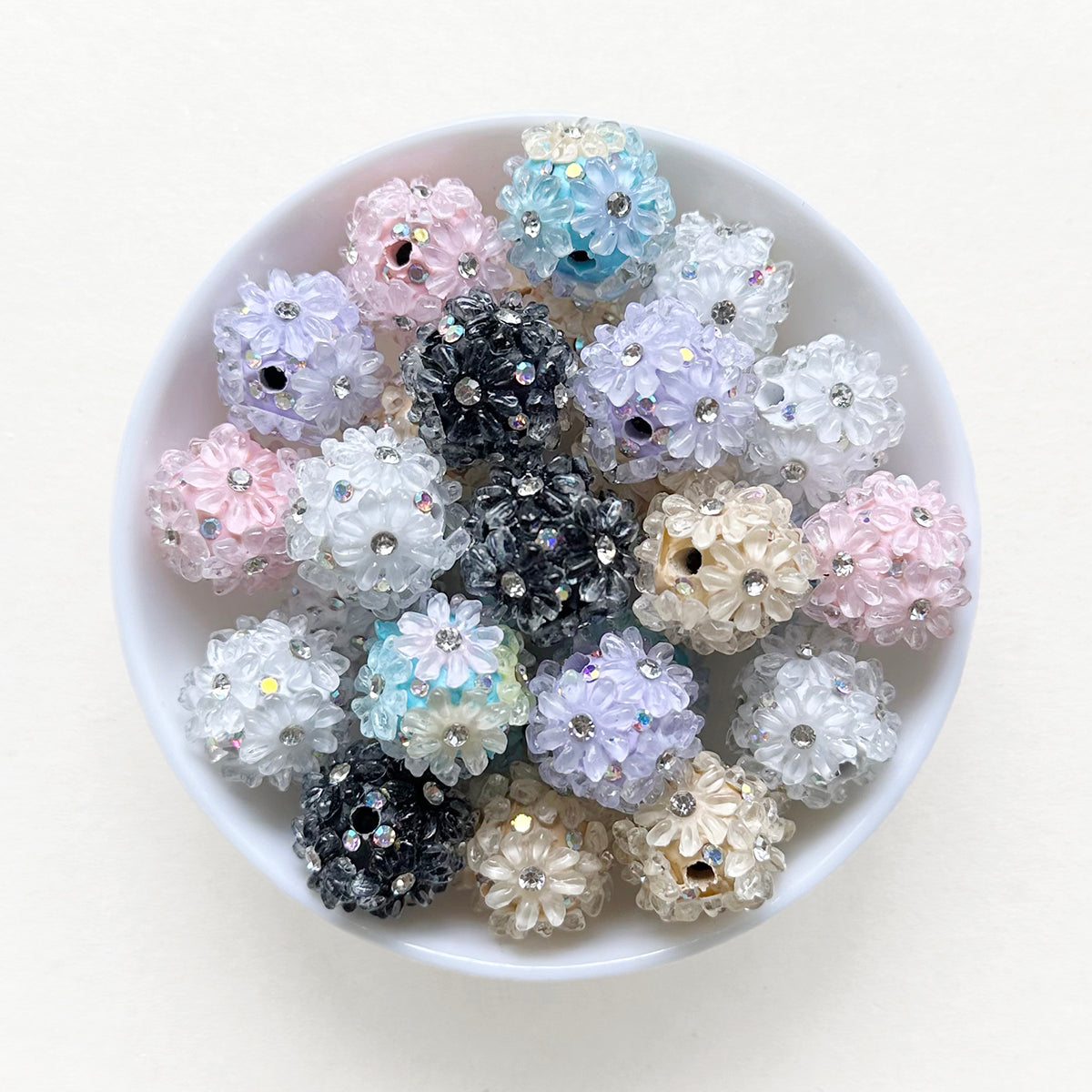 20mm Daisy Flower Polymer Clay Beads, Fancy Beads Mix