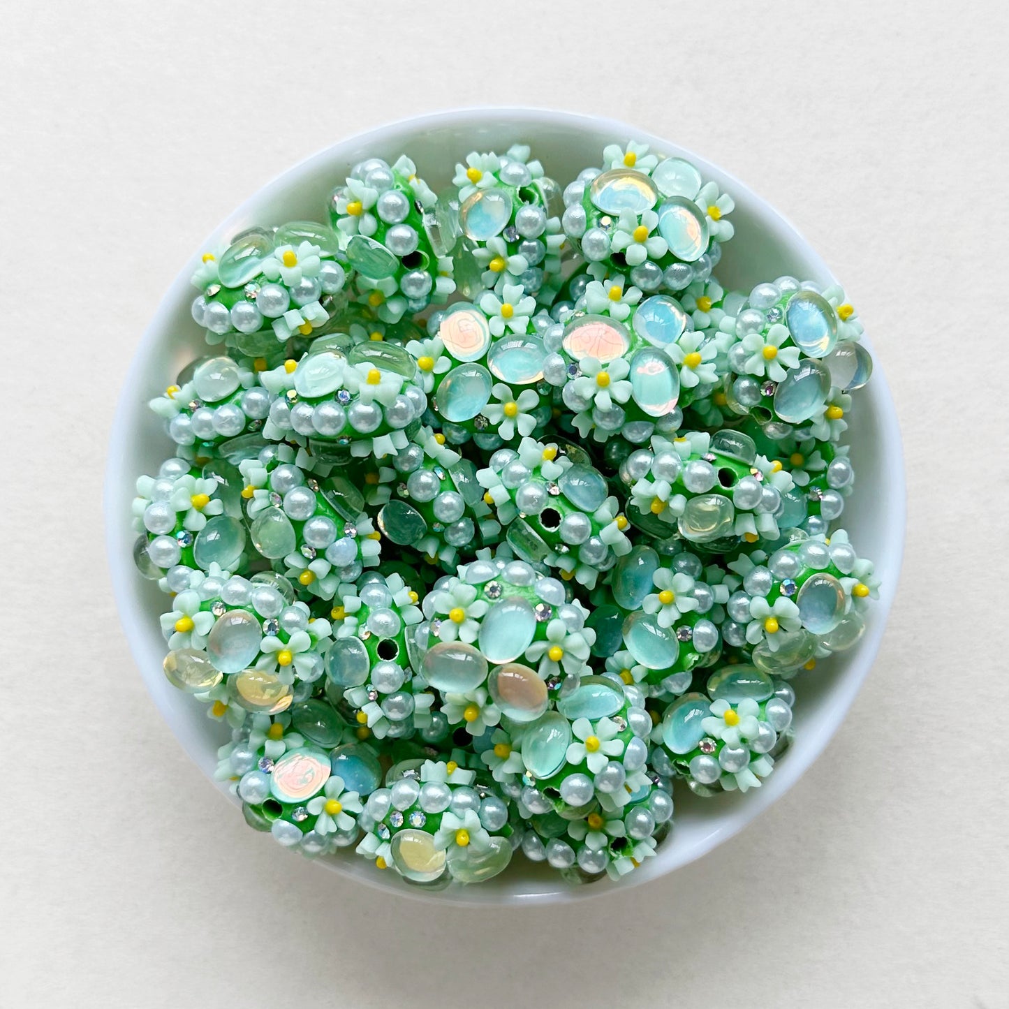 Gem Flower Pearls Polymer Clay Fancy Beads