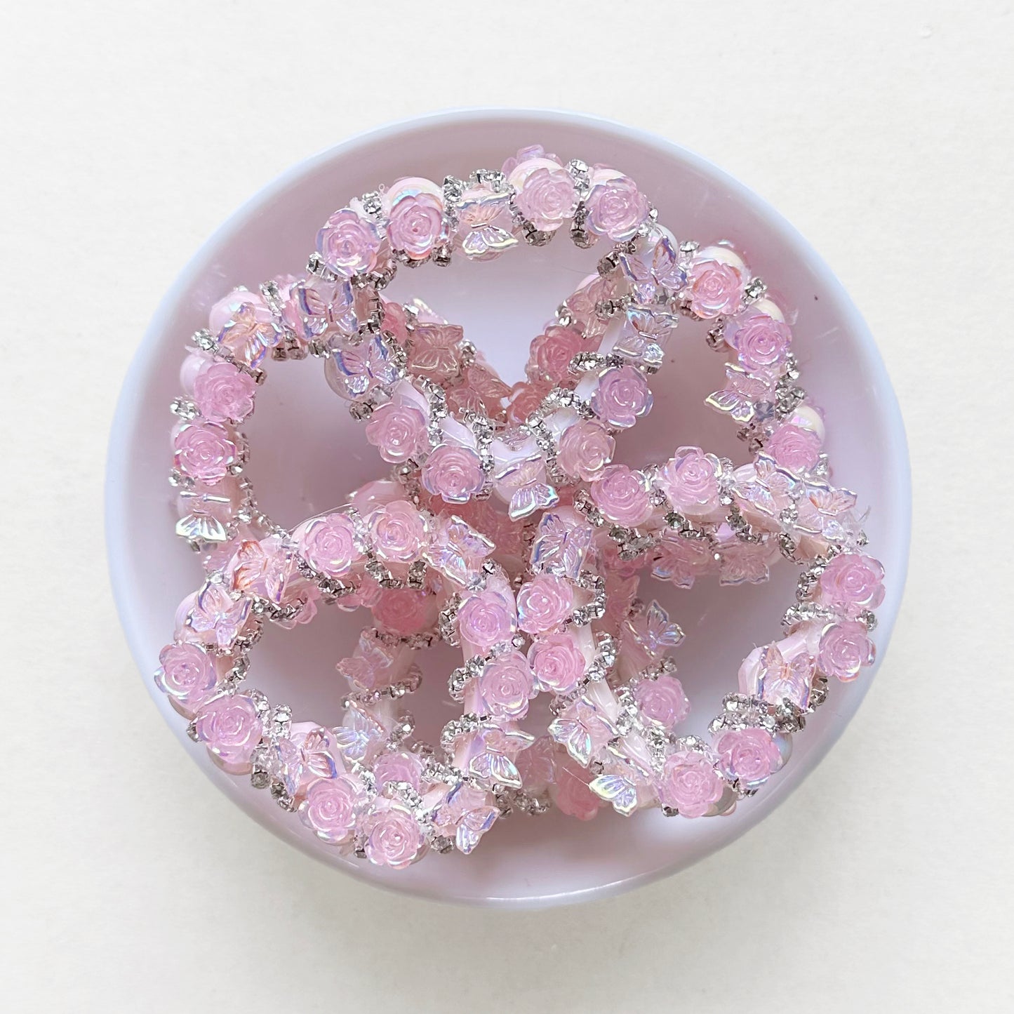 Flower Butterfly Heart Frame Beads,Sparkle Rhinestone Chain Frame Beads