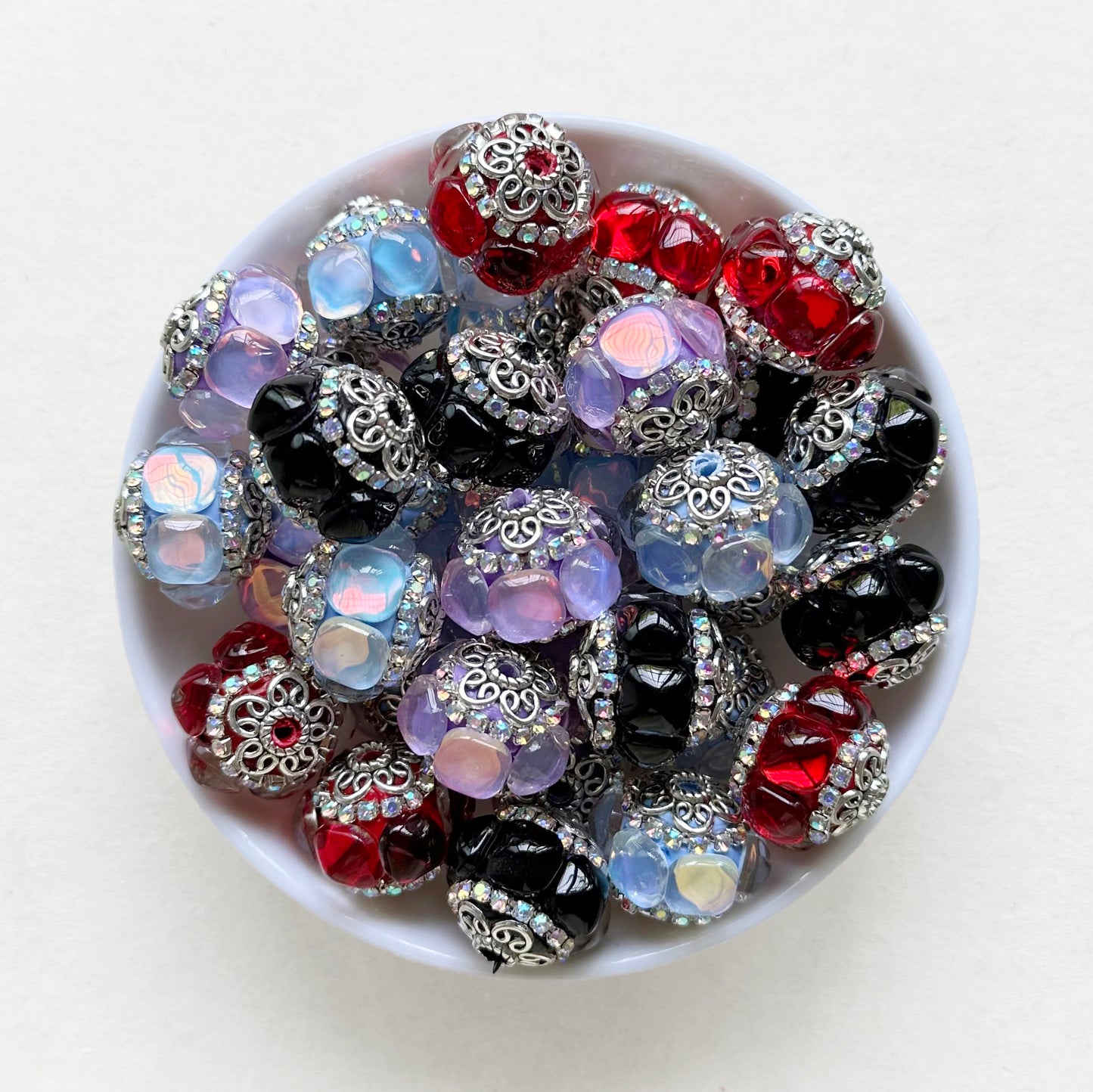 Sparkle Gem Beads Mix, Polymer Clay Beads