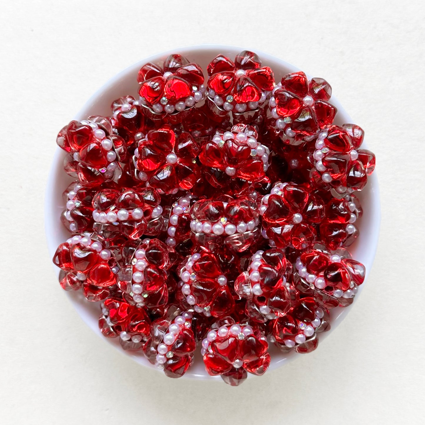 Fancy Pearl Gem Flower Beads, Polymer Clay Beads