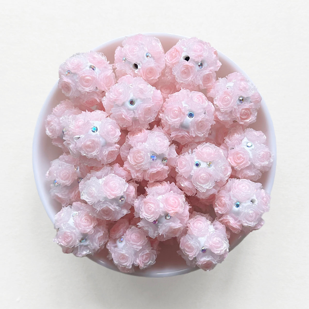 Fancy 20mm Glow Flower Ball, Chunky Beads, Flower Polymer Clay Beads