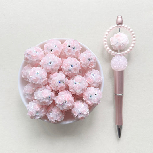Fancy 20mm Glow Flower Ball, Chunky Beads, Flower Polymer Clay Beads