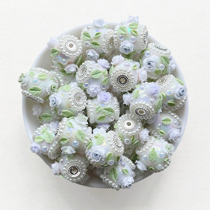 Pearl Leaf Flower UV Acrylic Beads, Fancy Beads Mixed