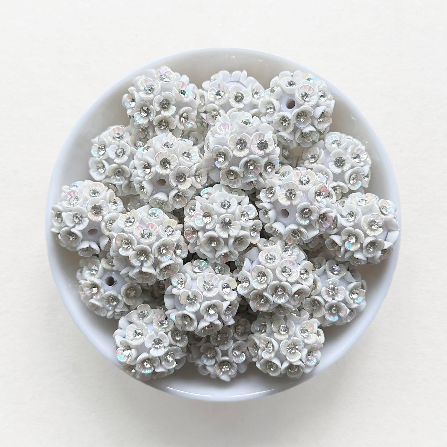 20mm Fancy Chunky Floral Rhinestone Bubblegum Beads