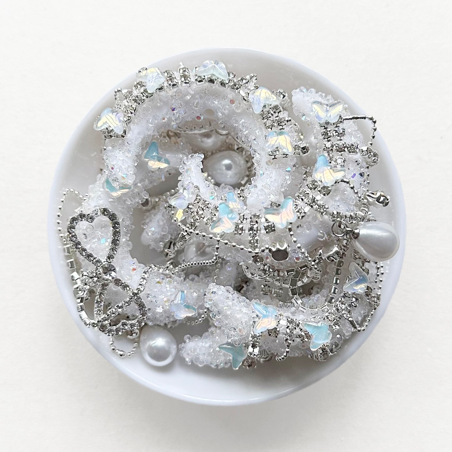 Fancy Bowknot Moon Beads, Crystal Rhinestone Tassels Moon Beads