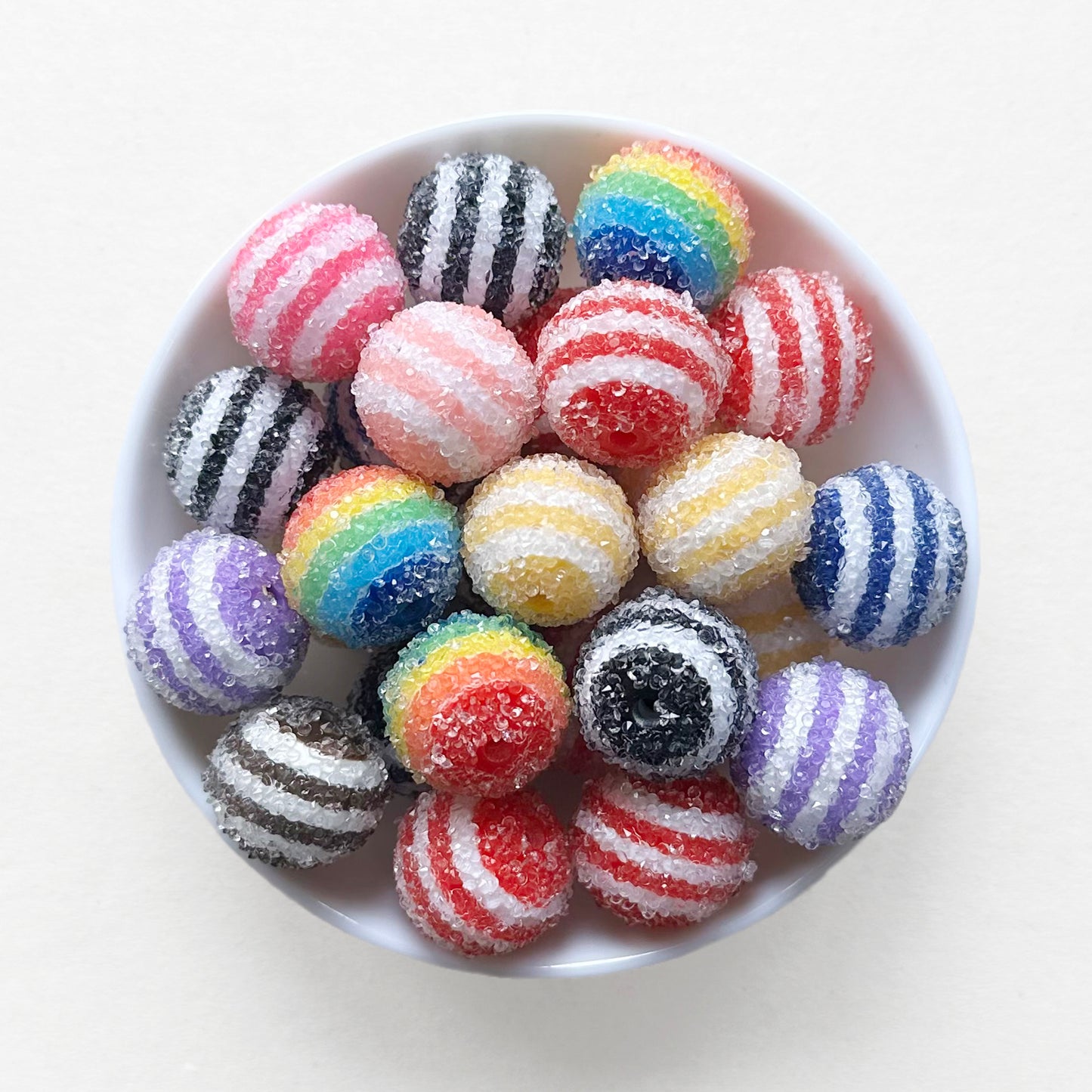 20mm Rhinestone Stripe Sugar Beads, Chunky Bubblegum Beads