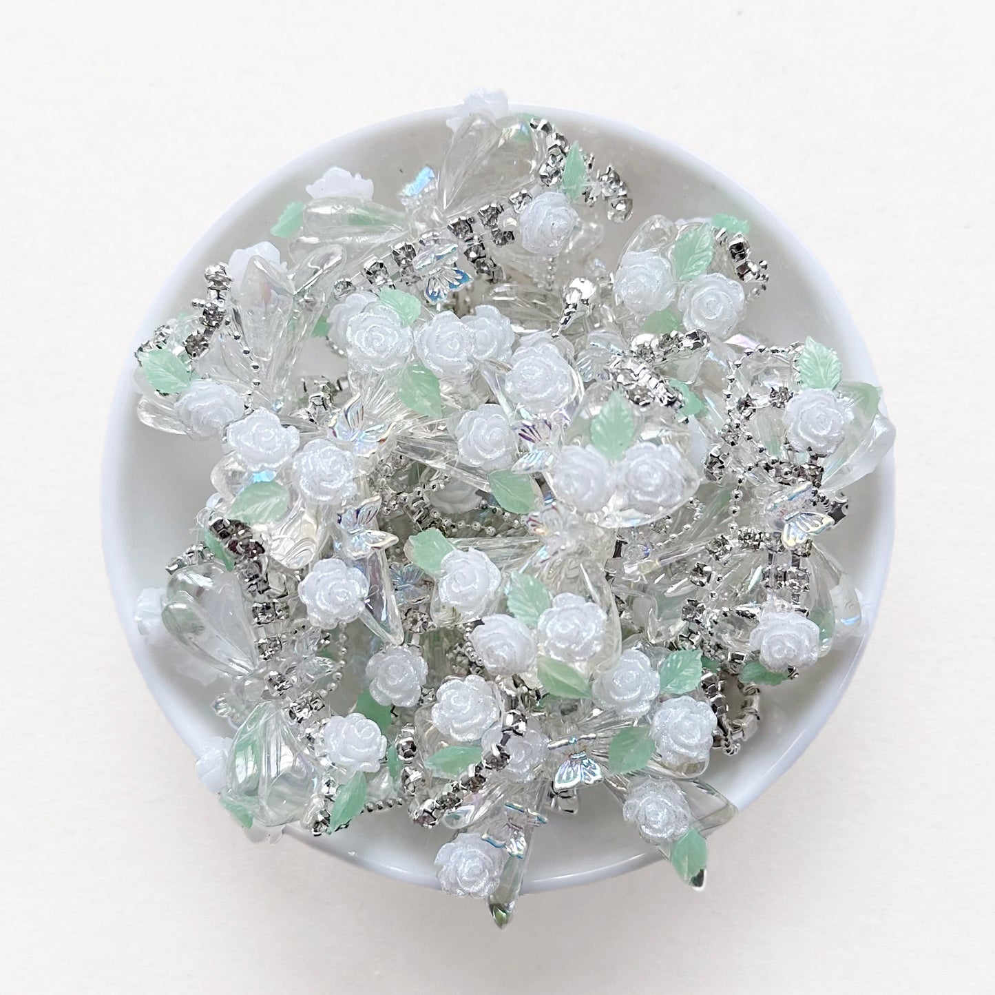 Bowknot Rhinestone Tassels Beads, Floral Acrylic Beads, Fancy Beads