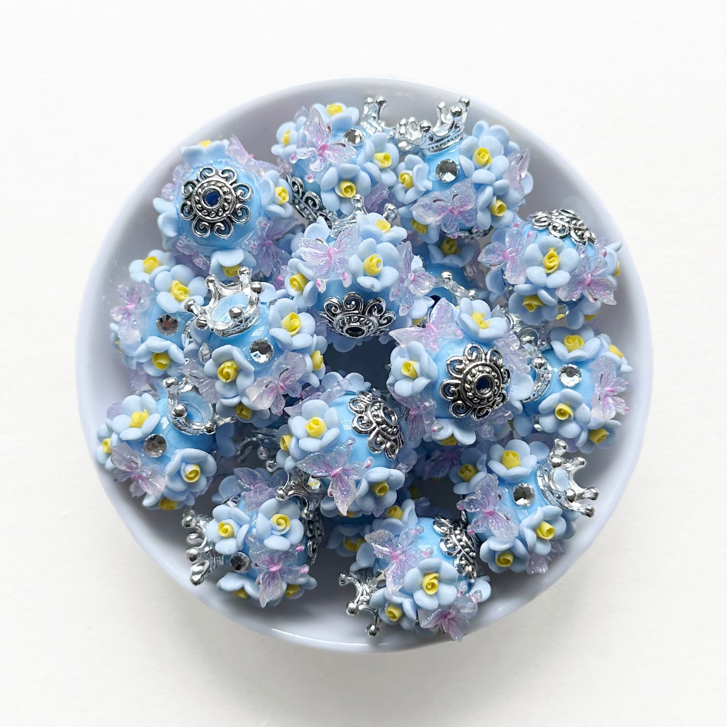 Crown Floral Butterfly Acrylic Beads, Fancy Beads
