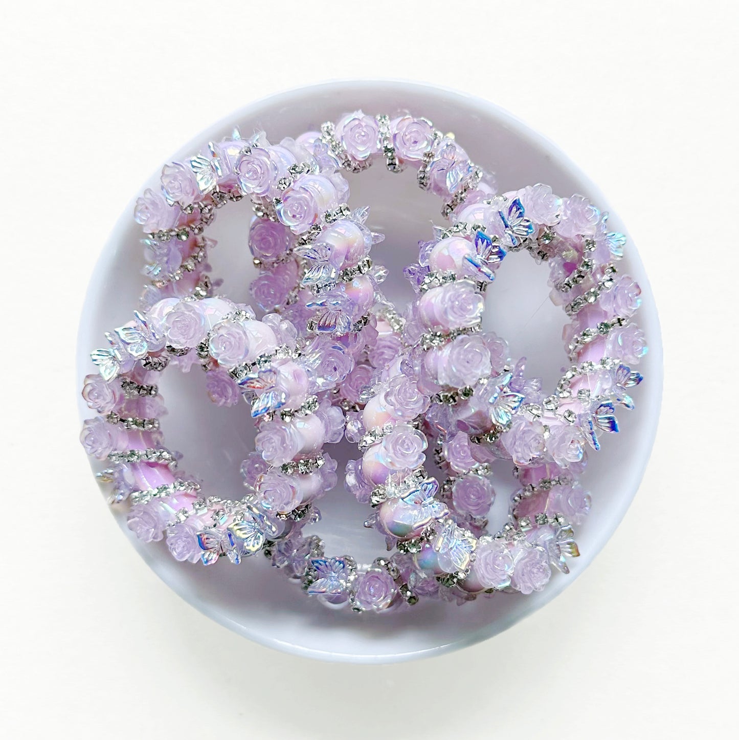 43mm Circle Frame, Fancy Flower Butterfly Beads