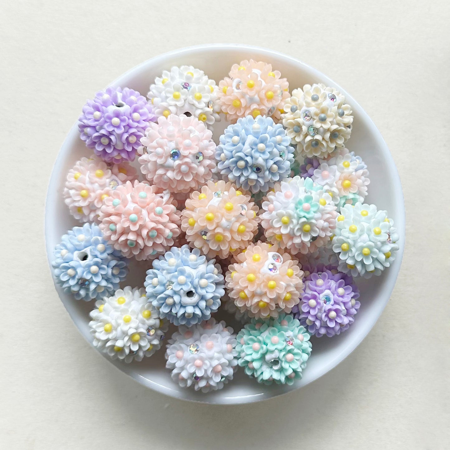 20mm Floral Ball Mix,Chunky Beads, Flower Polymer Clay Beads