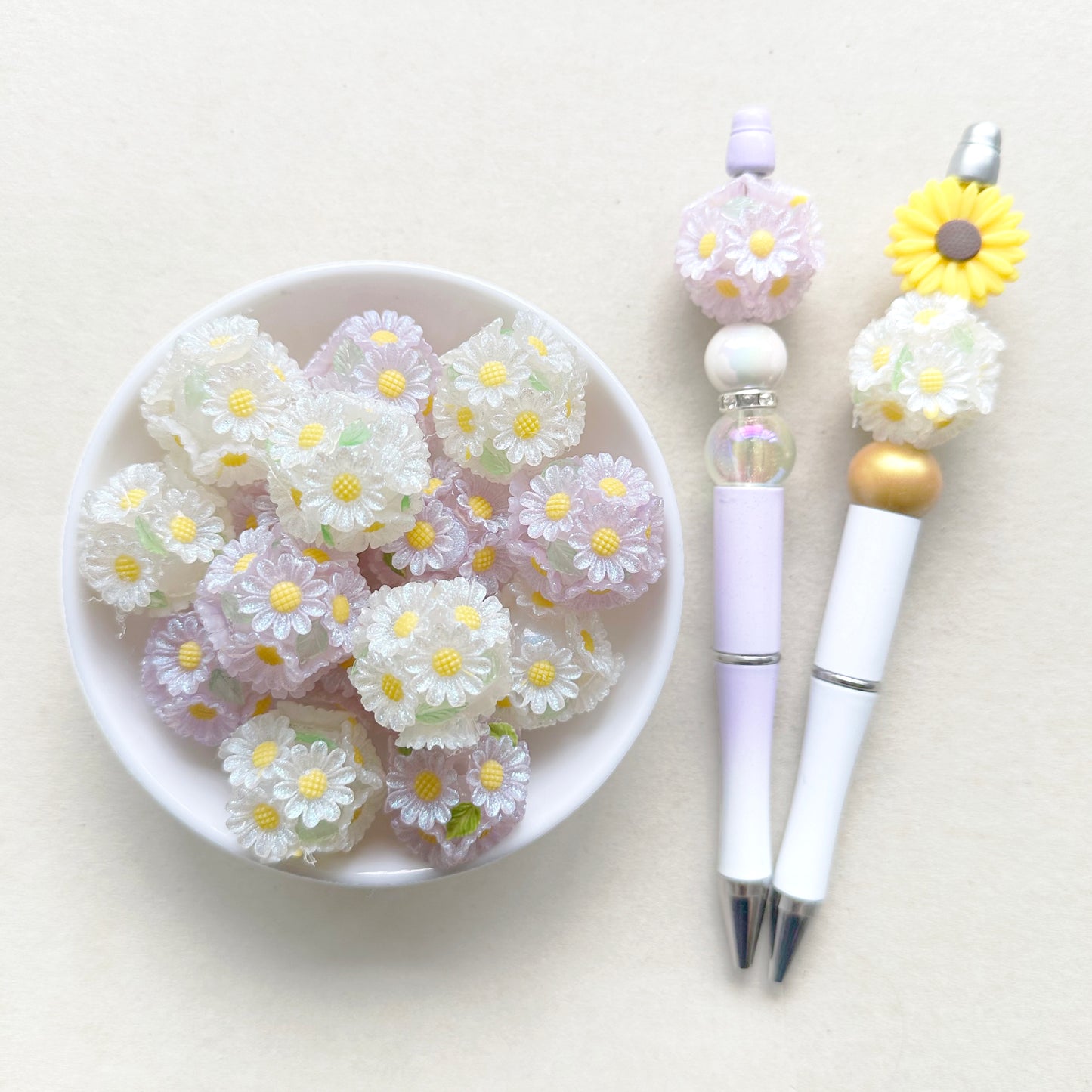 25mm Chunky Sunflower Beads, Daisy Flower Ball, Fancy Beads