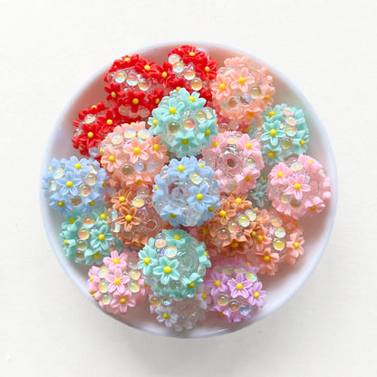 Multicolor Mix Flower Acrylic Ball, Chunky Beads, Fancy Beads