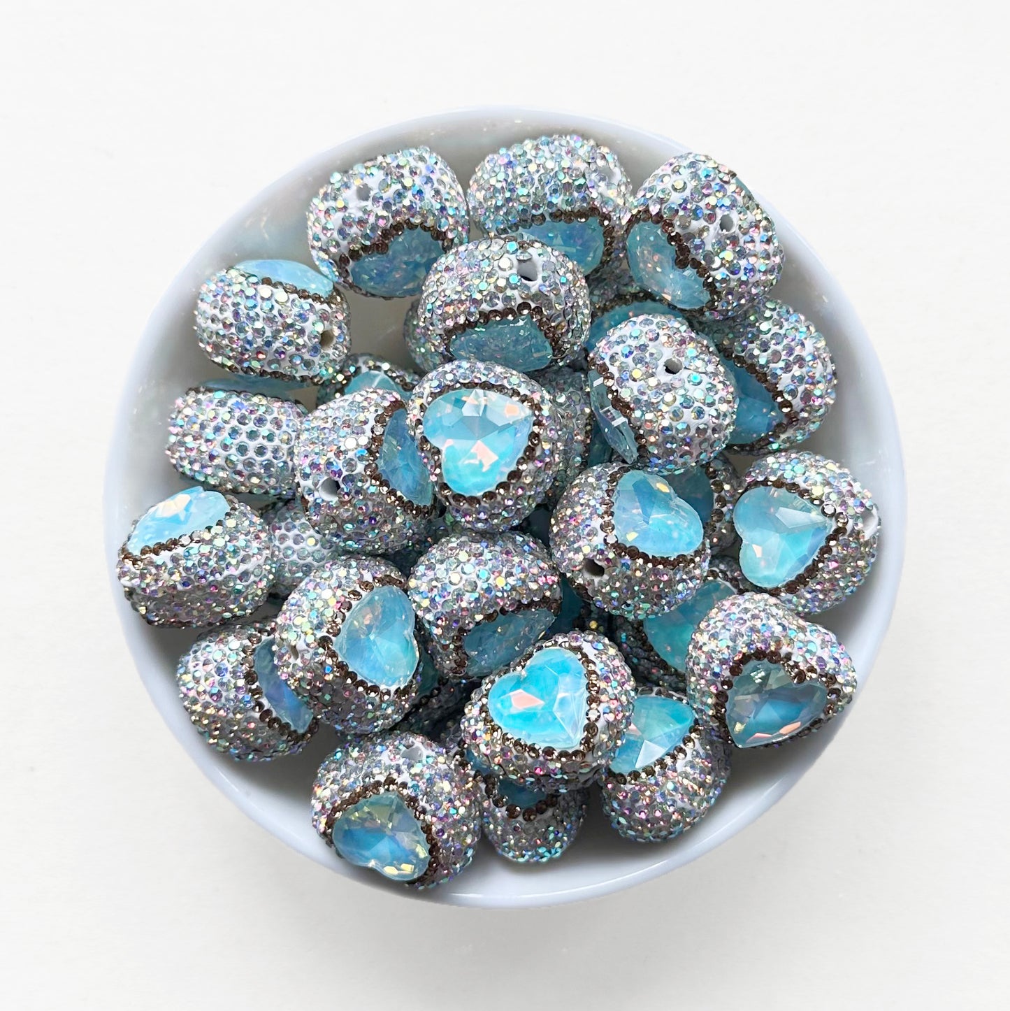 Heart Gem Rhinestone Pave Clay Beads, Sparkle Heart Beads, Fancy Beads