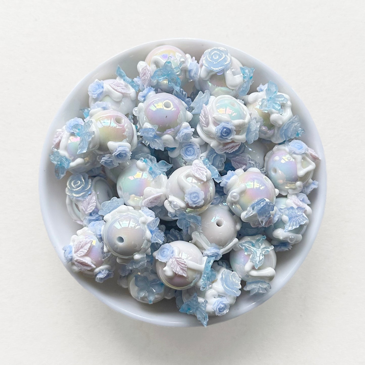 10pcs/Lot Fancy Acrylic Beads, Mix Floral Beads, Gumball Beads