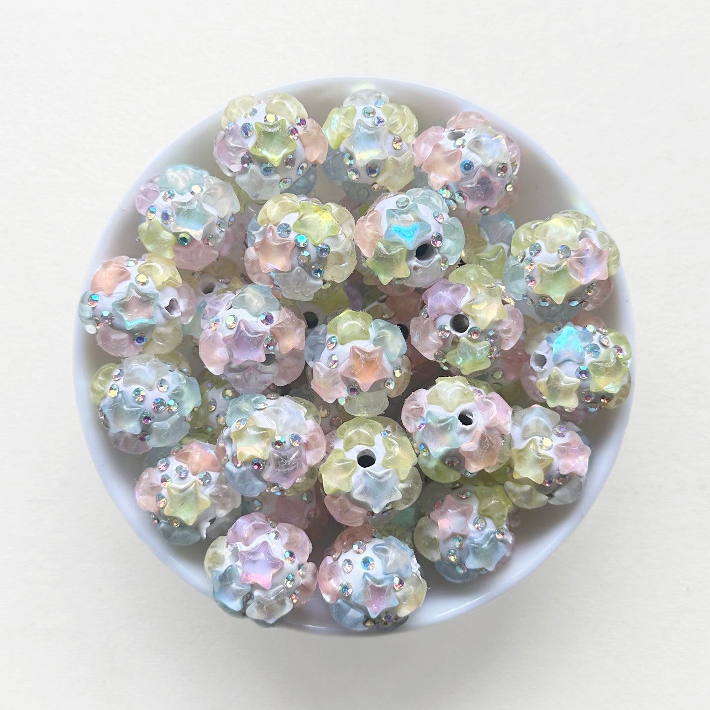 Crystal Star Ball Acrylic Beads, Rhinestone Polymer Clay Beads