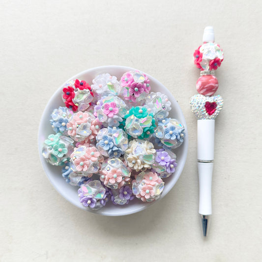 20mm Floral Ball Mix, Polymer Clay Beads, Fancy Flower Beads