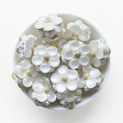 Large Flower Fancy Beads, Sparkle Flower Clay Beads