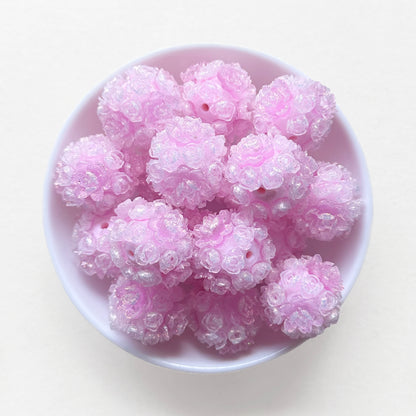 Fancy Glitter Floral Ball,Flower Acrylic Beads, Chunky Beads