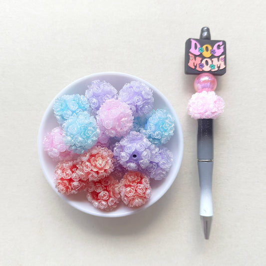 Fancy Glitter Floral Ball,Flower Acrylic Beads, Chunky Beads