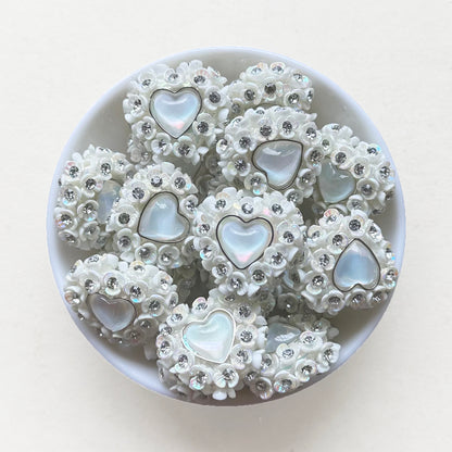 Heart Beads, Flower Heart Crystal Fancy Beads, Focal Beads
