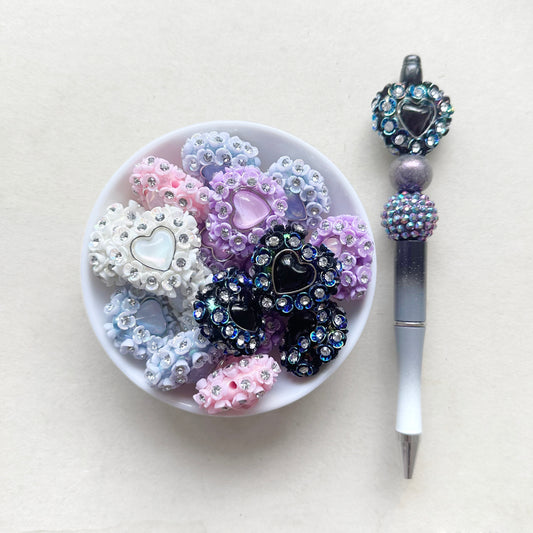 Heart Beads, Flower Heart Crystal Fancy Beads, Acrylic Beads