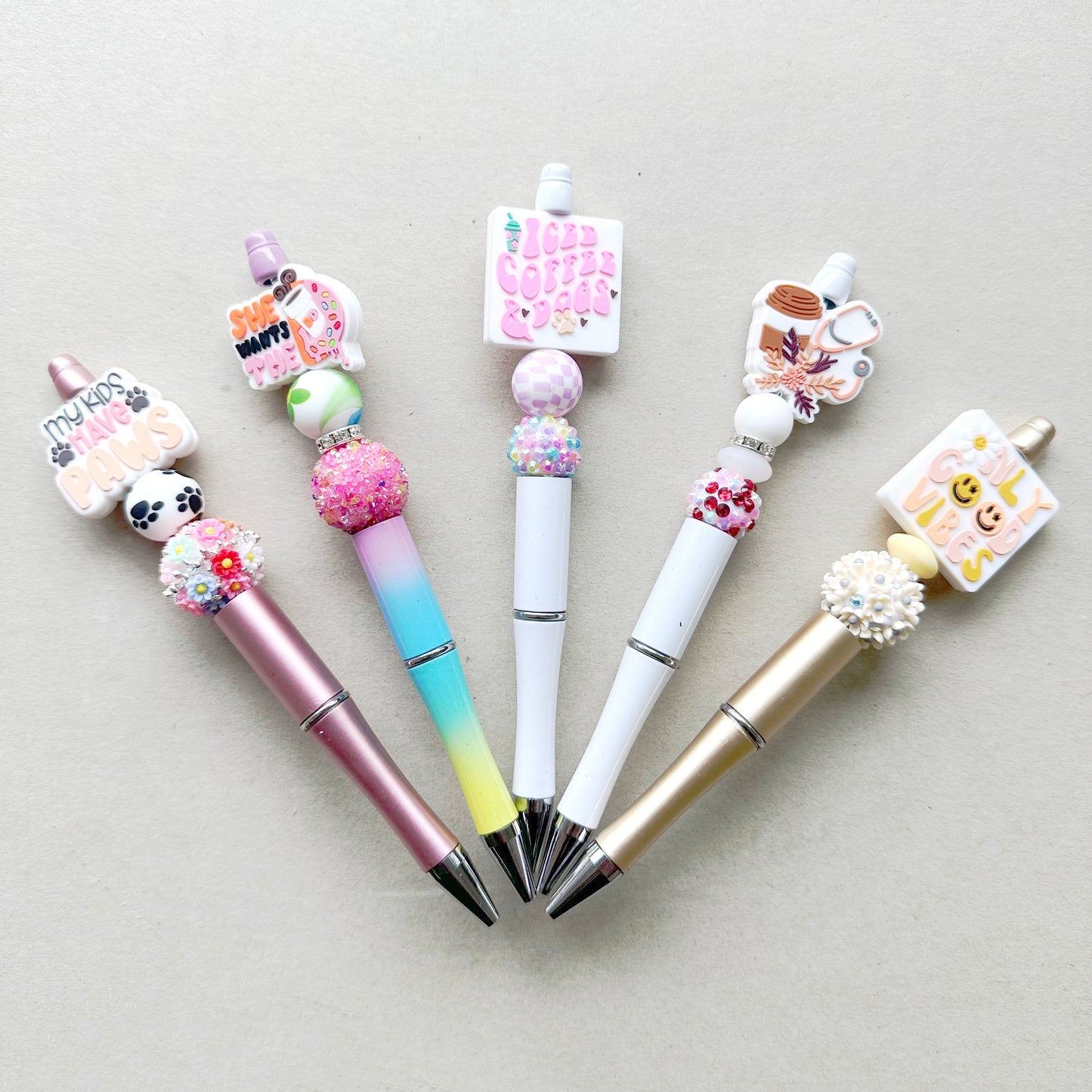 5Pcs Beadable Pen Loose Beads Assorted Kit DlY Beaded Pen