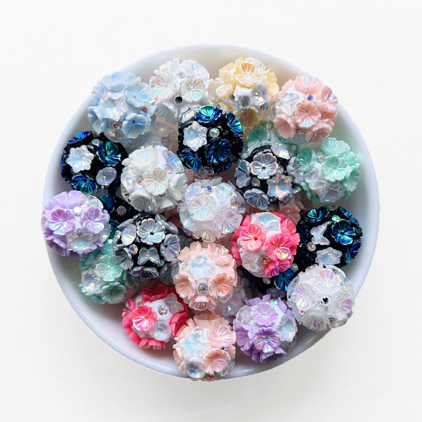 18mm UV Flower Ball Polymer Clay Beads, Fancy Beads For Pen