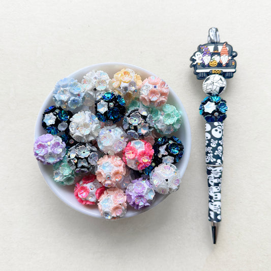 18mm UV Flower Ball Polymer Clay Beads, Fancy Beads For Pen