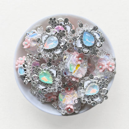 Gem Crystal Rhinestone Polymer Clay Beads, Fancy Beads
