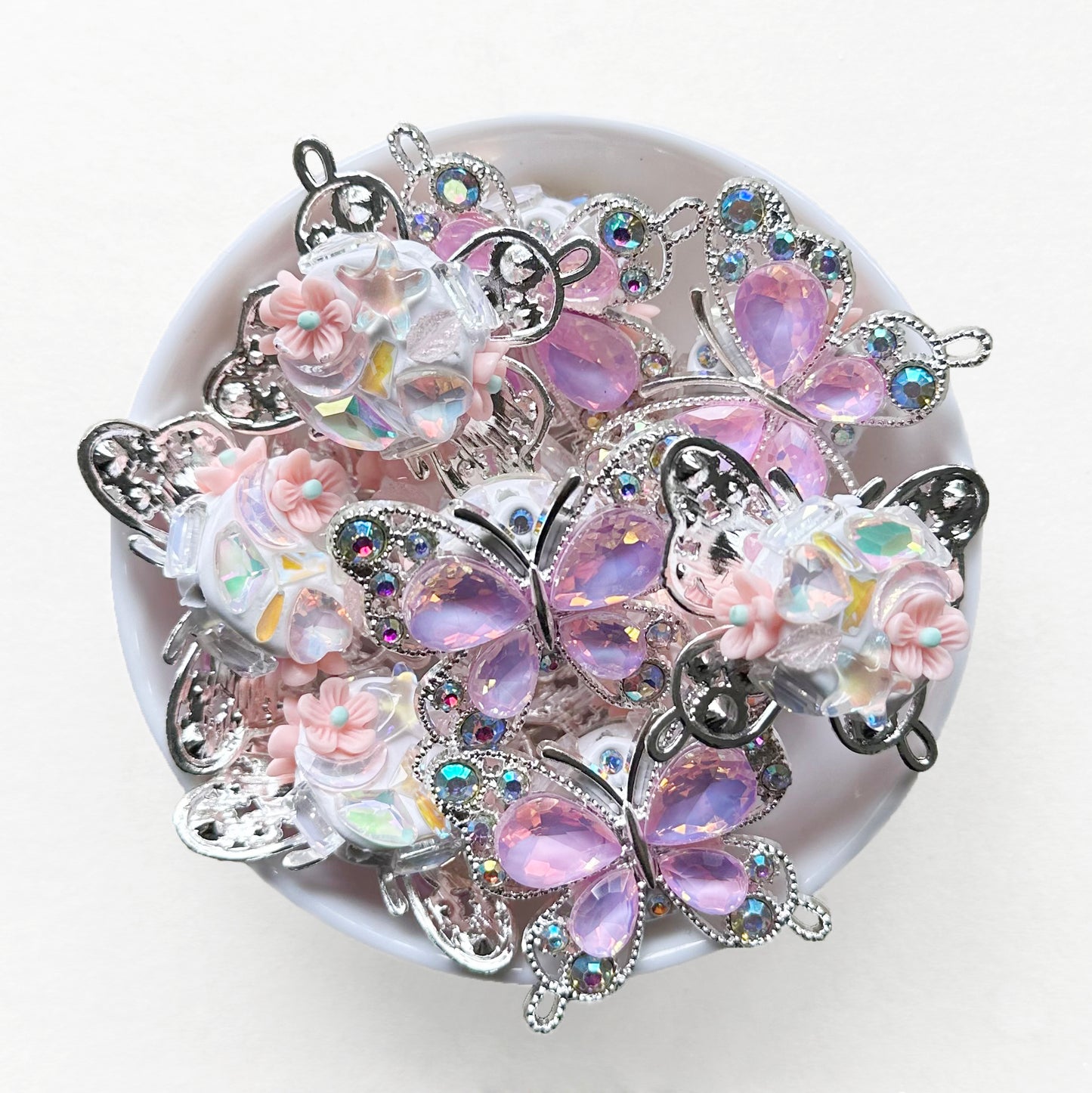 Fancy Crystal Butterfly Beads, Rhinestone Butterfly Beads