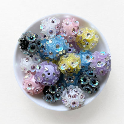 Chunky Flower Rhinestone Bubblegum Beads, Fancy Beads For Pen