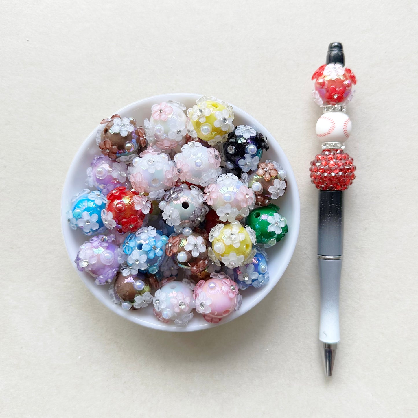 20mm Flower Ball Resin Beads, Fancy Beads